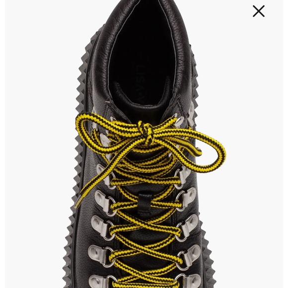 Nordstrom Lisa Vicky Leather moto combat boot black yellow laces size 7 - Picture 6 of 8